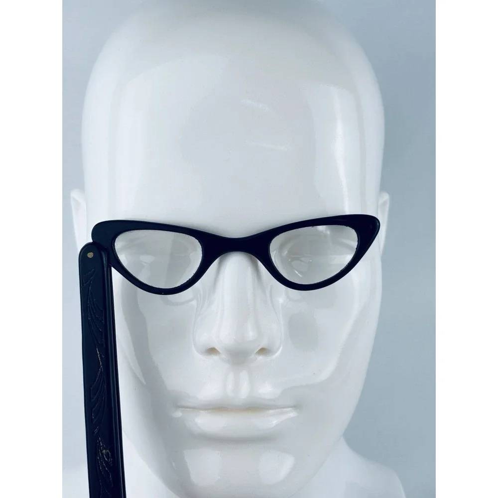 Vintage Folding Cat Eye Glasses MCM Opera Reader Funky Fun Retro 50s 60s